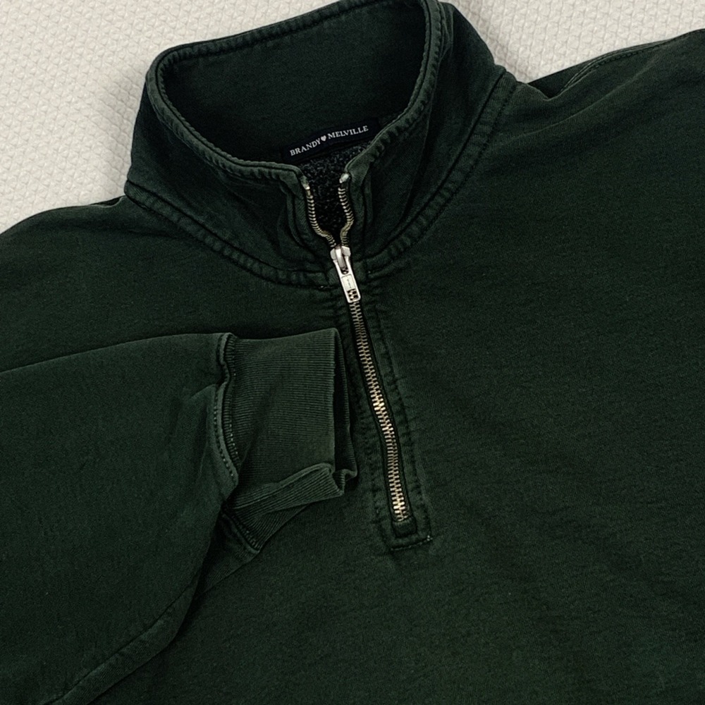 Brandy Melville J Galt Oversized 1/4 Zip Sweatshirt Green Heavyweight One Size